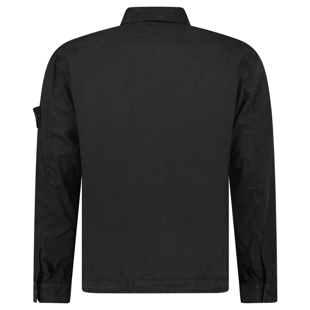 Stone Island Brushed Organic Cotton Canvas 'OLD' Effect Overshirt in Black