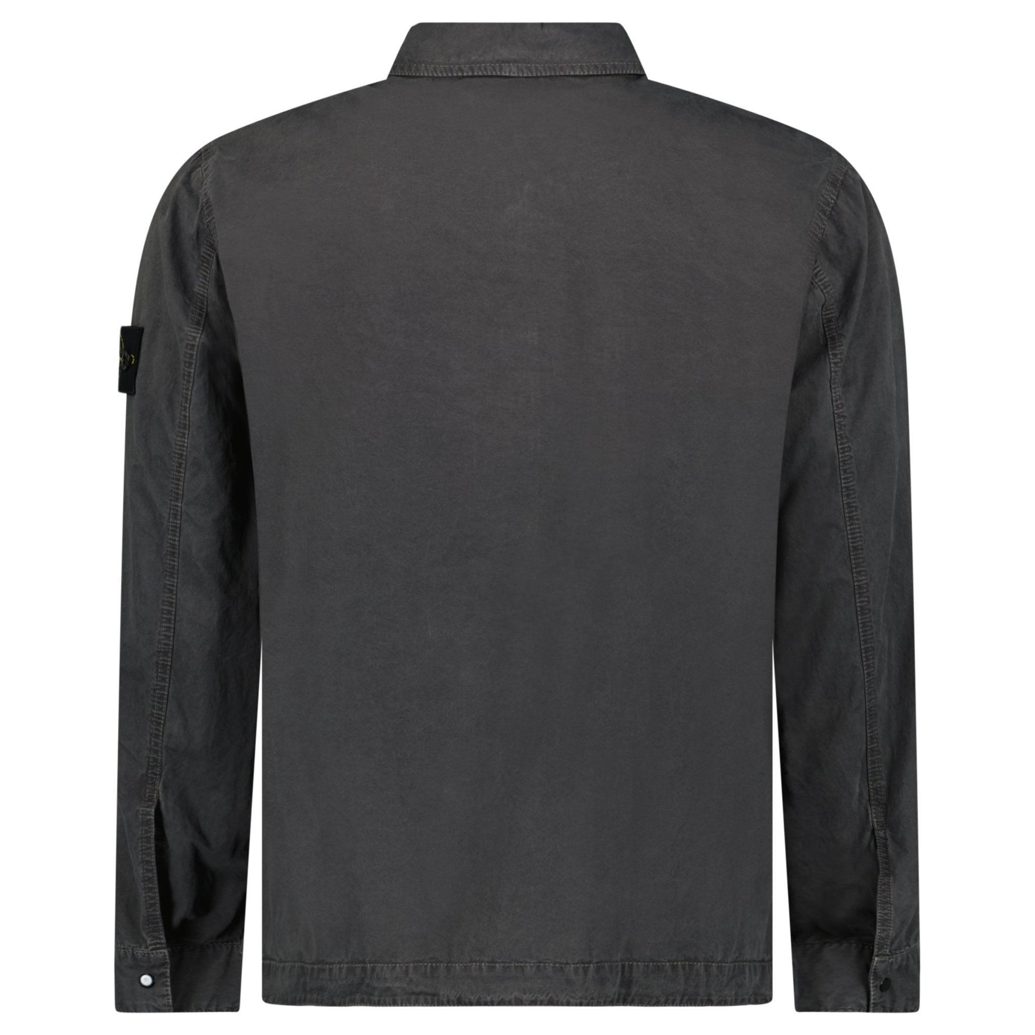 Stone Island Brushed Organic Cotton Canvas 'OLD' Effect Overshirt in Charcoal Grey