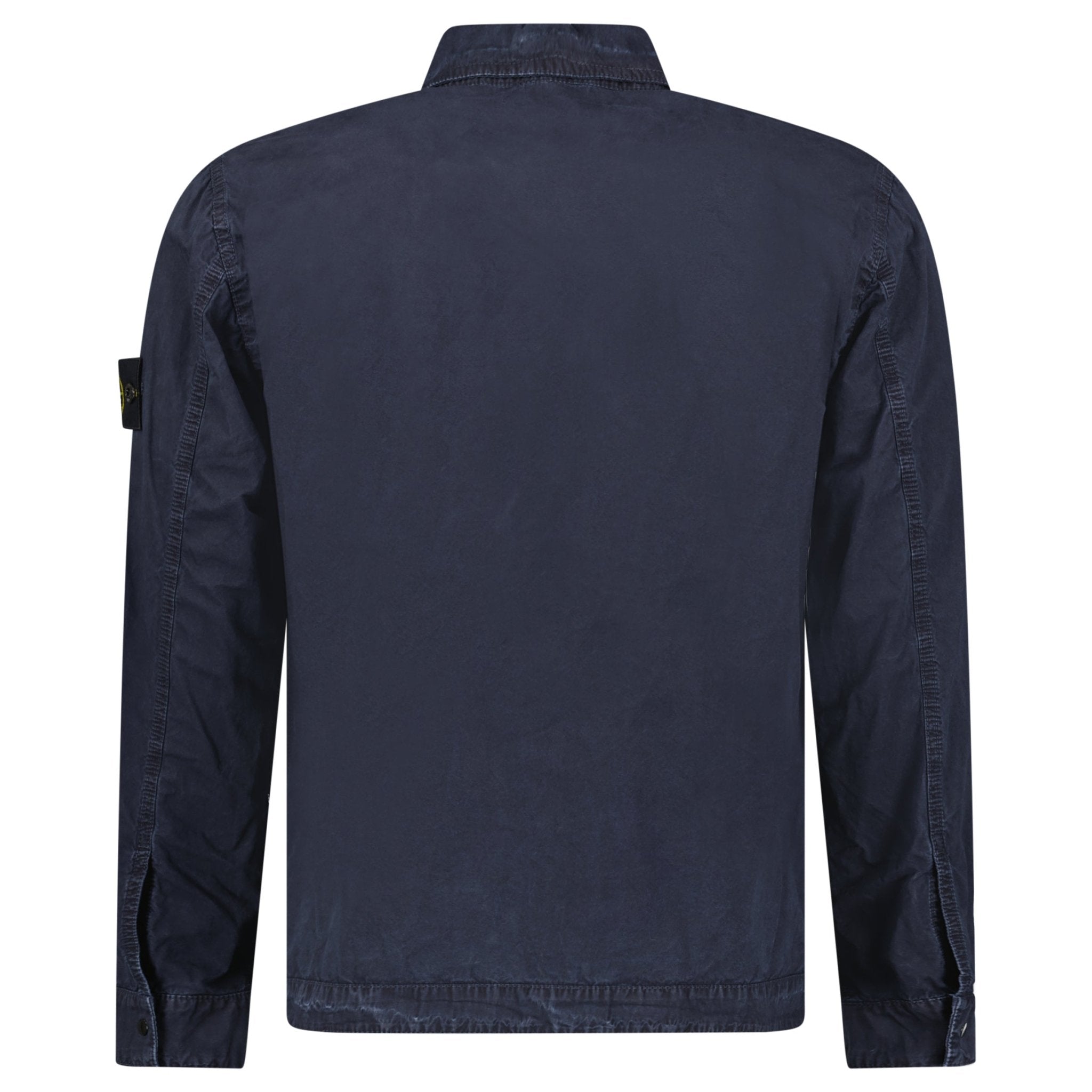 Stone Island Brushed Organic Cotton Canvas 'OLD' Effect Overshirt in Navy