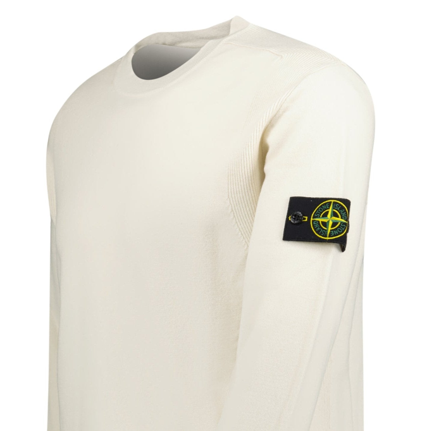 Stone Island Compass-Badge Wool Blend Jumper Cream