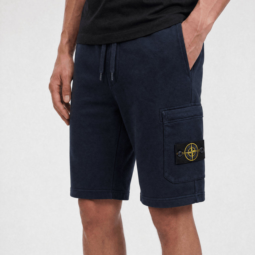 Stone Island Fleece Bermuda Cotton Shorts in Navy