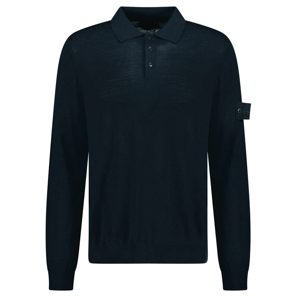 Stone Island Ghost Wool Polo-Shirt Navy