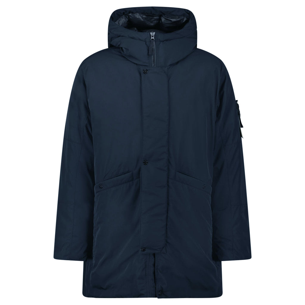 Stone Island Micro Twill Long Parka in Navy