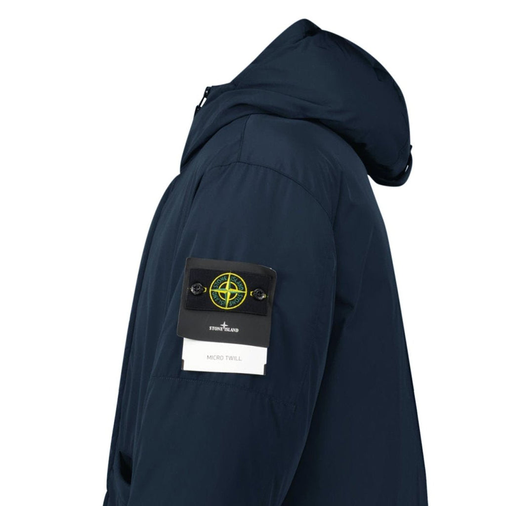 Stone Island Micro Twill Long Parka in Navy