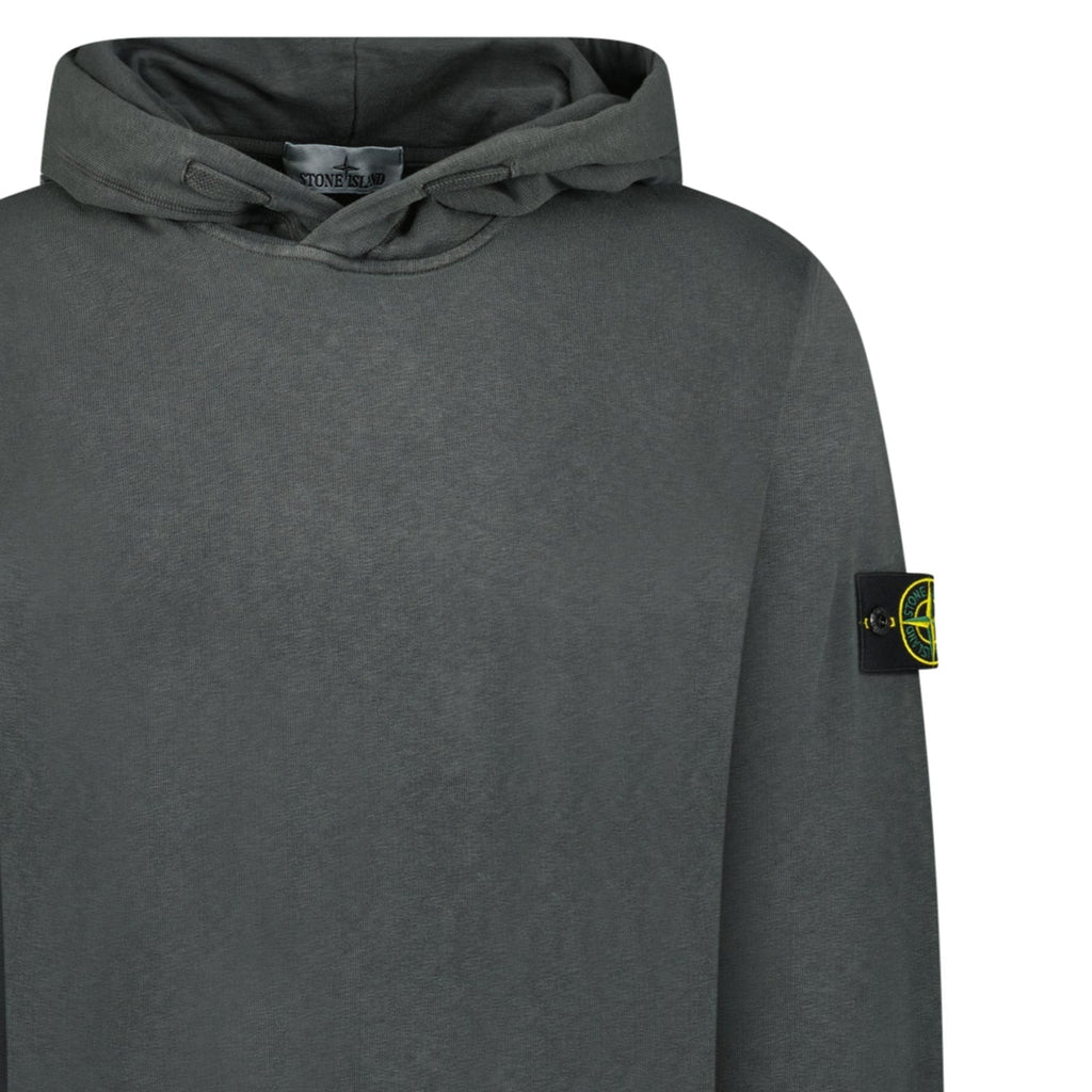 Stone Island 'Old' Treatment Hooded Sweatshirt In Charcoal Grey