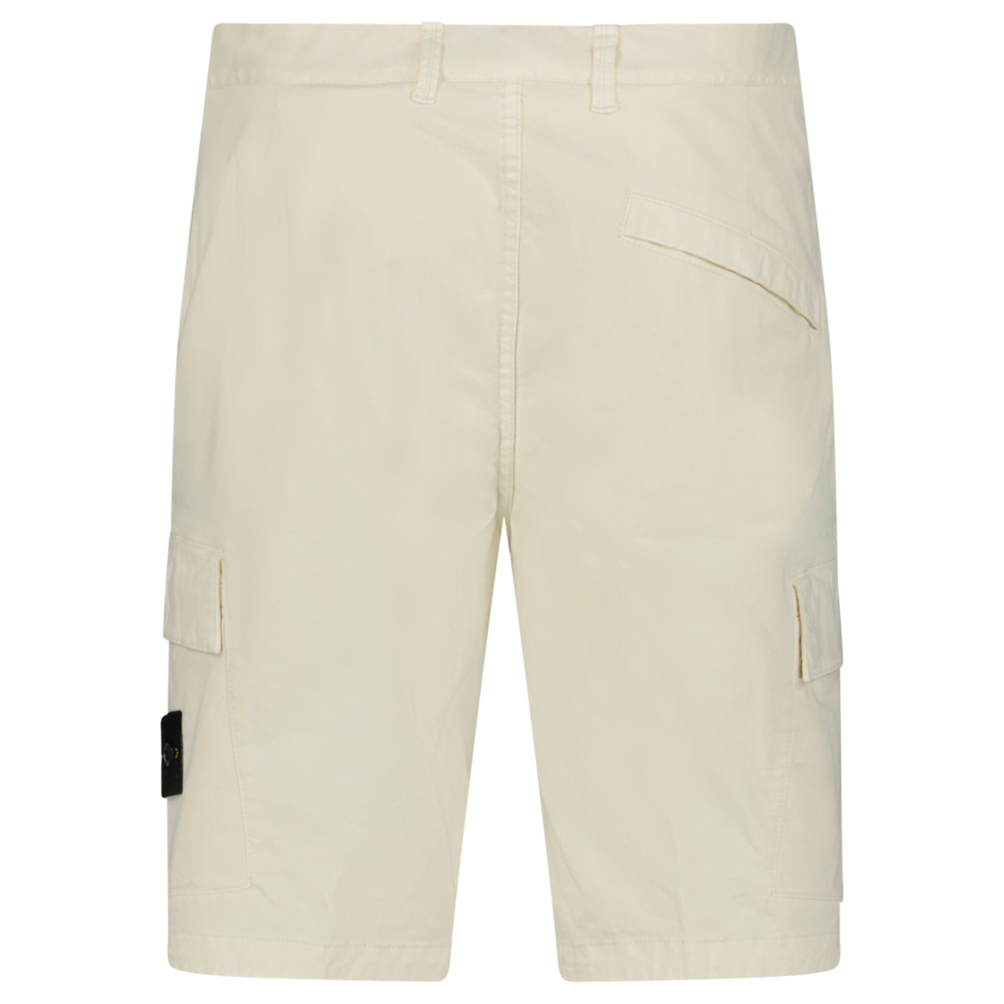 Stone Island Organic Cotton Stretch Broken Twill 'Old' Effect Cargo Shorts in Ivory