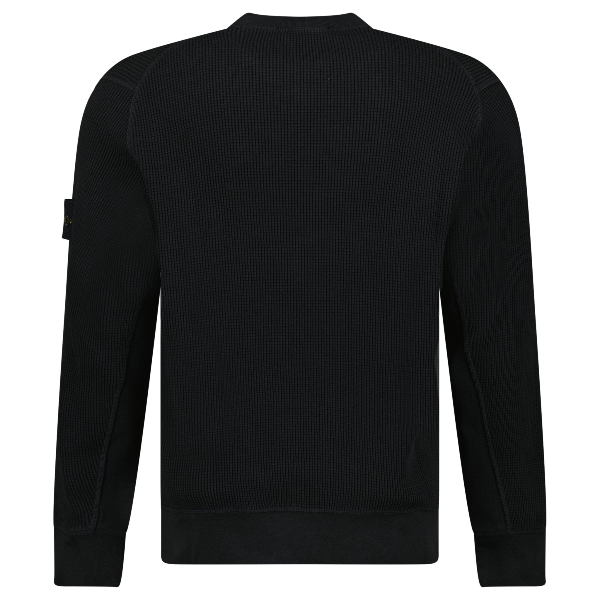Stone Island Organic Cotton Waffle Fleece Crewneck Sweatshirt in Black