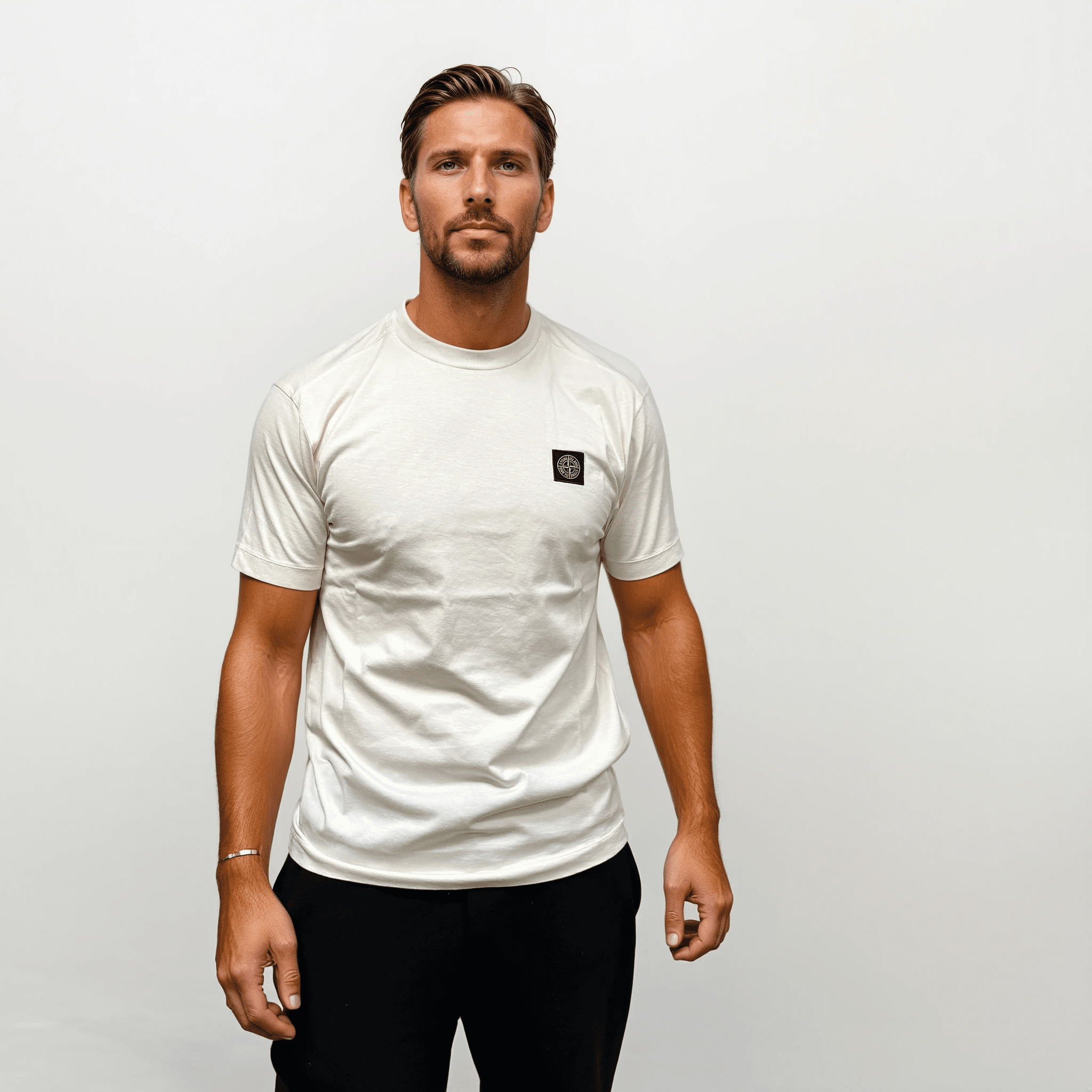 Stone Island Slim-Fit Short-Sleeve T-Shirt With Compass Patch Ivory