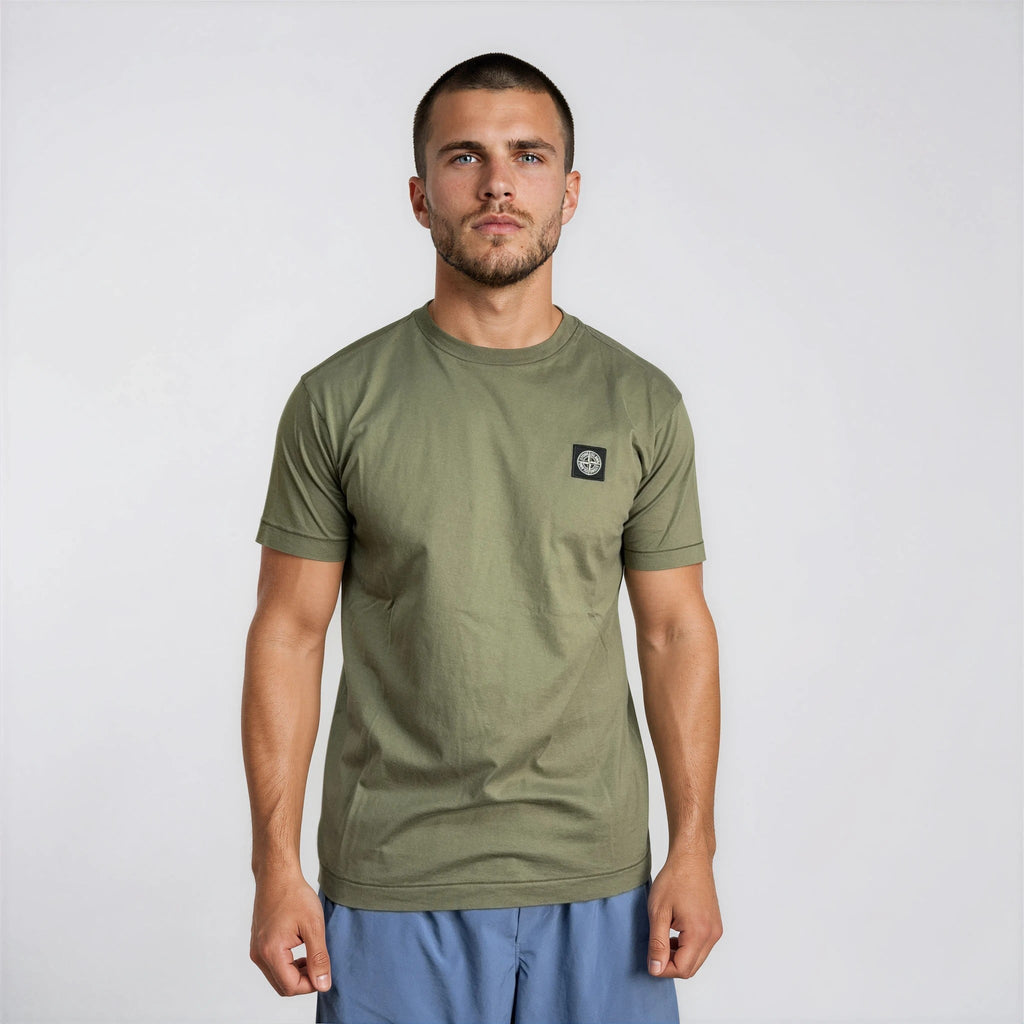 Stone Island Slim-Fit Short-Sleeve T-Shirt With Compass Patch Military Green