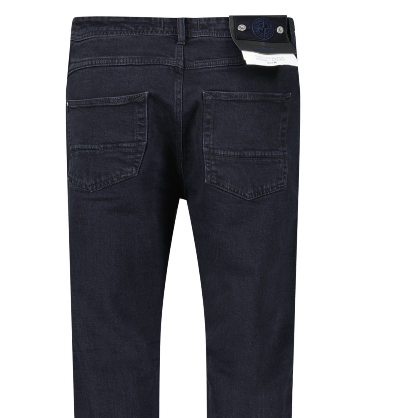 Stone Island Blue Rinsed Buttoned Indigo Denim Jeans Black