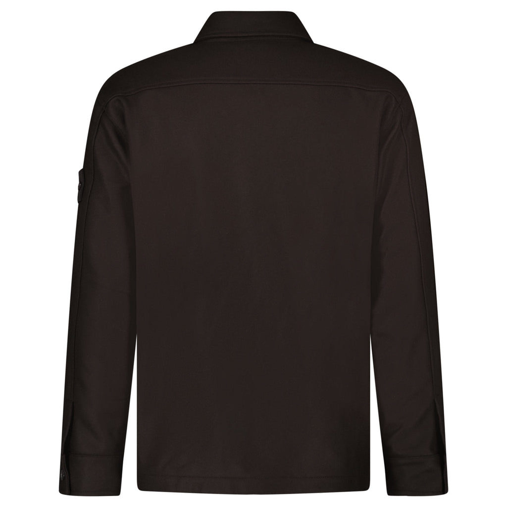 Stone Island Ghost Piece Virgin Wool-Blend Felt Overshirt in Dark Brown
