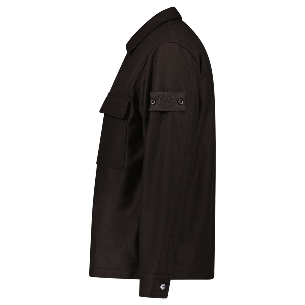 Stone Island Ghost Piece Virgin Wool-Blend Felt Overshirt in Dark Brown