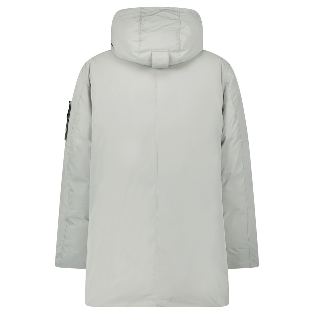 Stone Island Micro Twill Hooded Long Parka in Pearl Grey