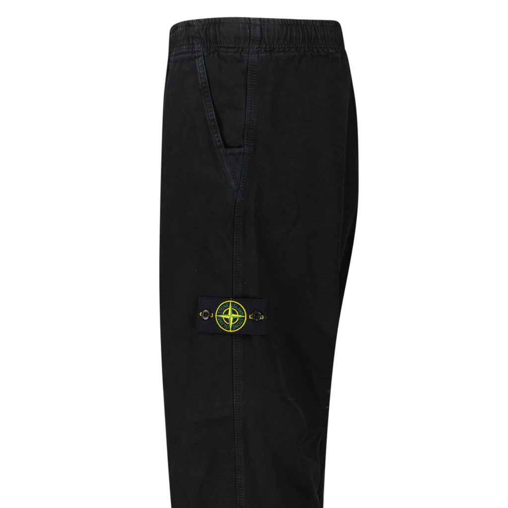 Stone Island Organic Panama Cotton 'Old' Effect Cargo Black