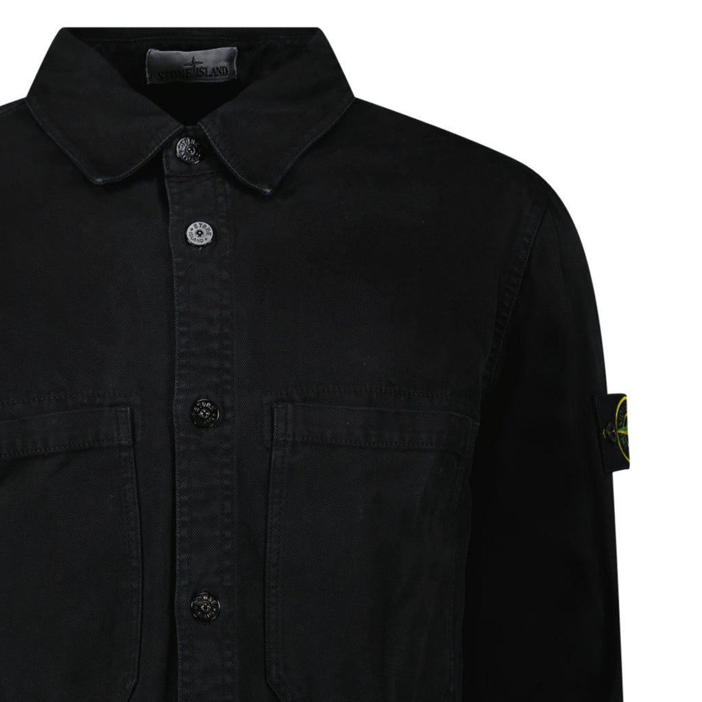 Stone Island Panama Cotton Overshirt in Black
