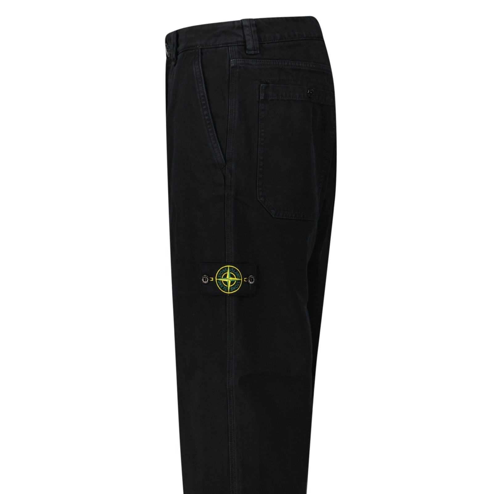 Stone Island's Broken Twill 'Old' Effect Cargo Pants in Black