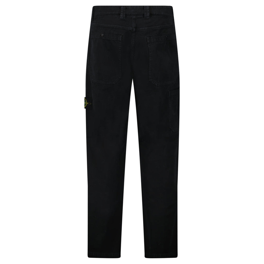 Stone Island's Broken Twill 'Old' Effect Cargo Pants in Black