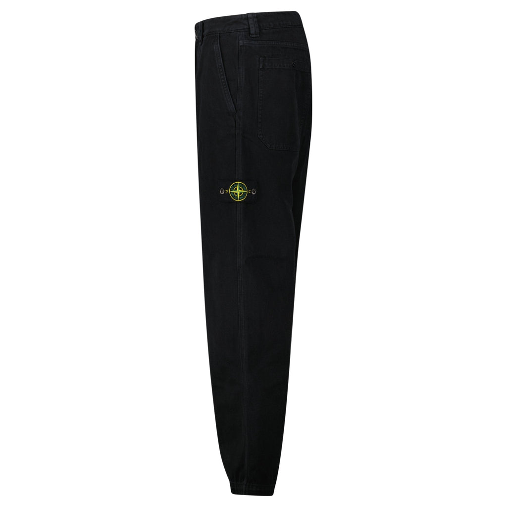 Stone Island's Broken Twill 'Old' Effect Cargo Pants in Black