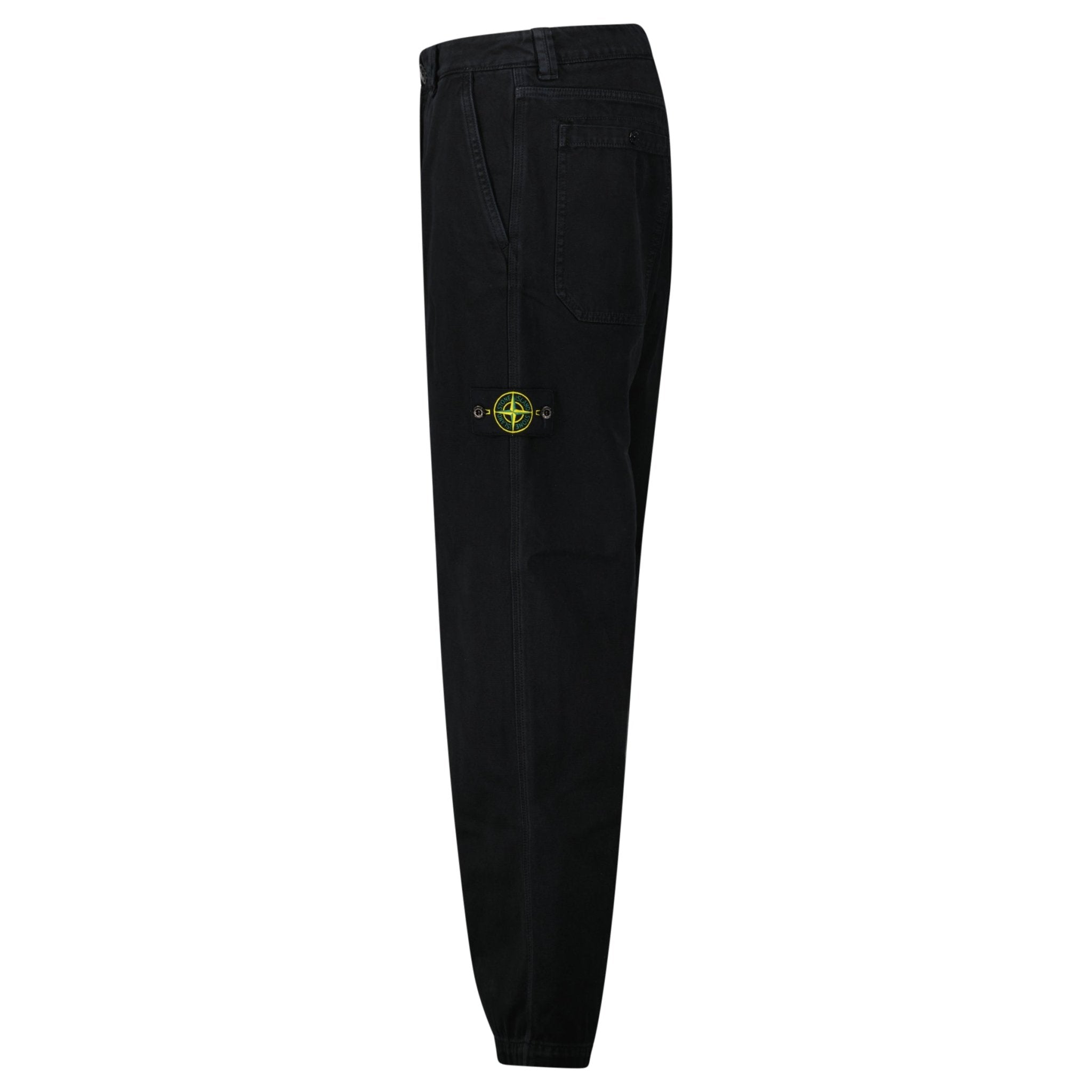 Stone Island's Broken Twill 'Old' Effect Cargo Pants in Black