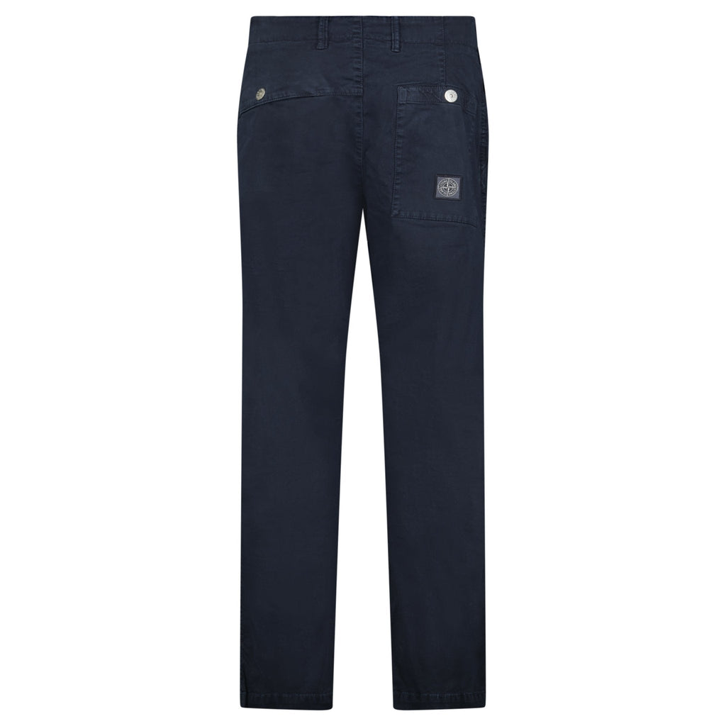 Stone Island Stretch Organic Broken Twill 'OLD' Effect Chino Trousers in Navy