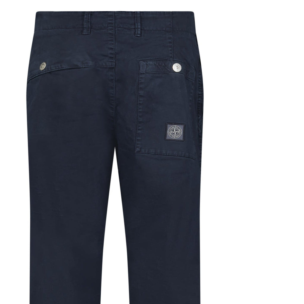 Stone Island Stretch Organic Broken Twill 'OLD' Effect Chino Trousers in Navy