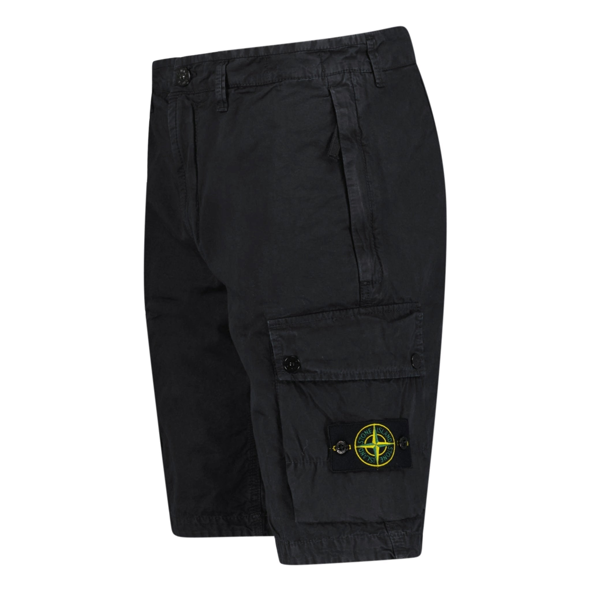 Stone Island Stretch Organic Cotton Twill Cargo Bermuda Shorts in Black