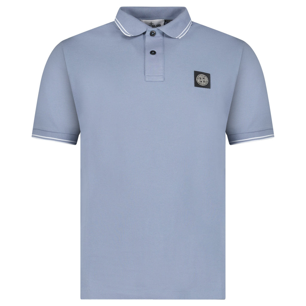 Stone Island Stripe Collar Polo T-Shirt Slim Fit Military Avio Blue